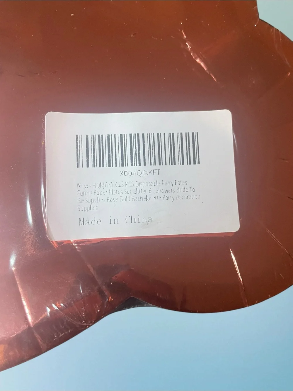 Penis-shaped Disposable Paper Plates Metallic Rose-Gold 20+ct Party Bridal NIP
